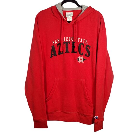 Champion SDSU Aztecs Hoodie Men's L Red Embroidered San Diego State Spellout - Picture 1 of 7